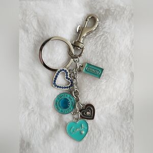 C Logo Blue and Silver Heart Keychain Beautiful Bag Charm